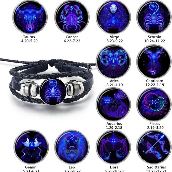 Zodiac Signs Spirit Bracelet Zodiac Bracelet for Women Men Adjustable 12 Constel - Picture 6 of 9